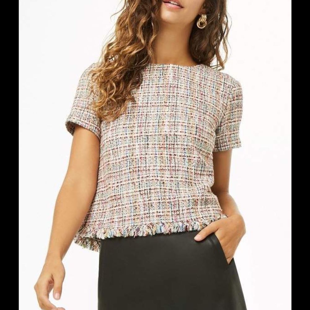 Forever 21 Multicolor Tweed Short Sleeve Top Size S